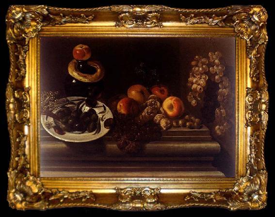 framed  Juan de  Espinosa Still-Life of Fruit and a Plate of Olives, ta009-2